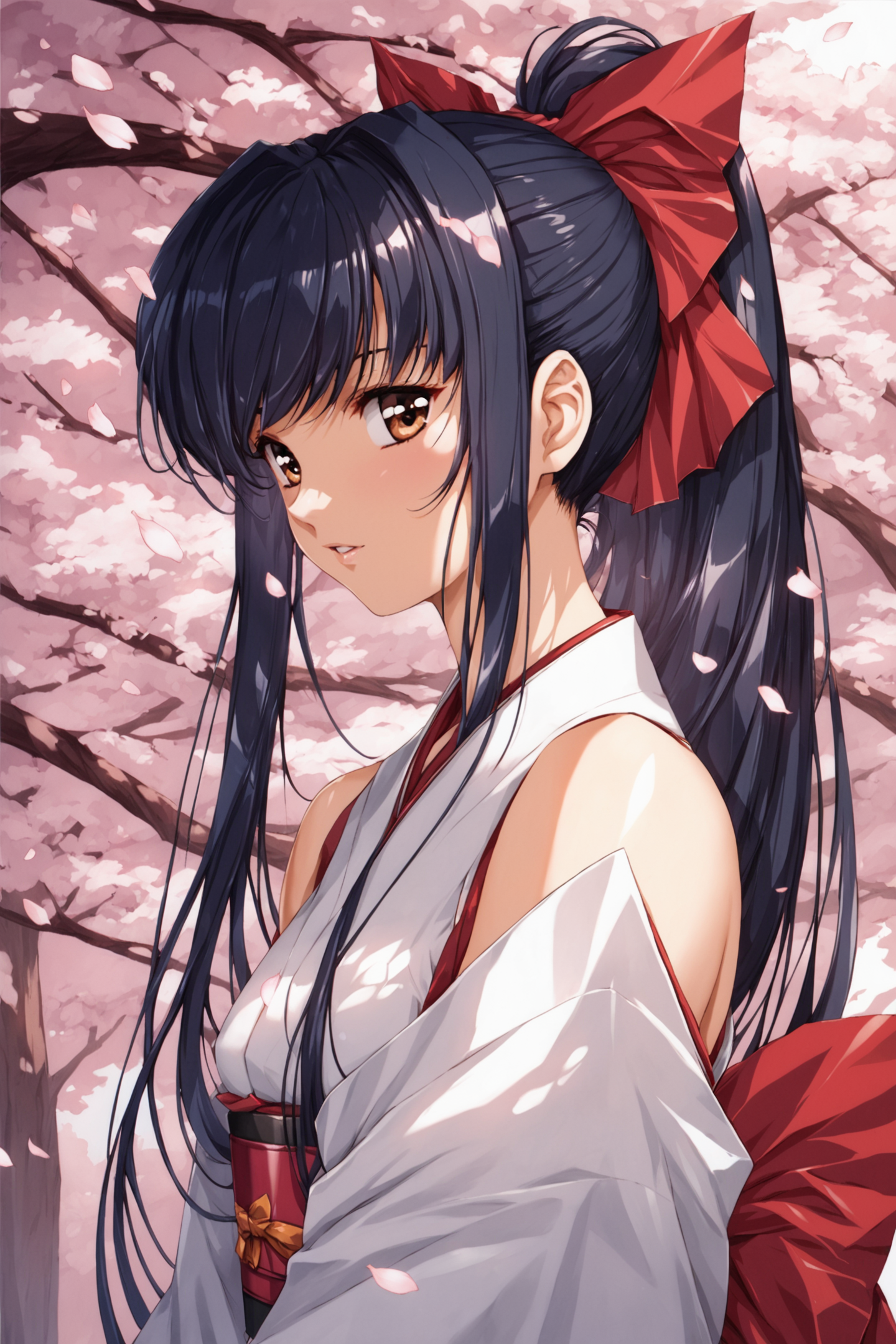 30625-3713932669-1girl,solo,bow,long hair,red bow,white japanese clothes,ponytail,hair bow,brown eyes,black hair,blue hair,cherry blossoms,score_.png